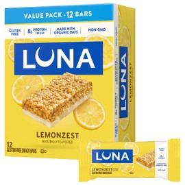 LUNA Bar - LemonZest Flavor - Gluten Free Snack Bars - Non-GMO - Protein Bars - Made with Organic Oats - Value Pack (12 Pack)