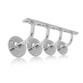 UAP Set of 4 Handrails for Stairs - Heavy Duty Handrail Brackets for Stair Bannister, Modern & Stylish Brackets for Flat Hand Rail (4 Pack, Polished Chrome)