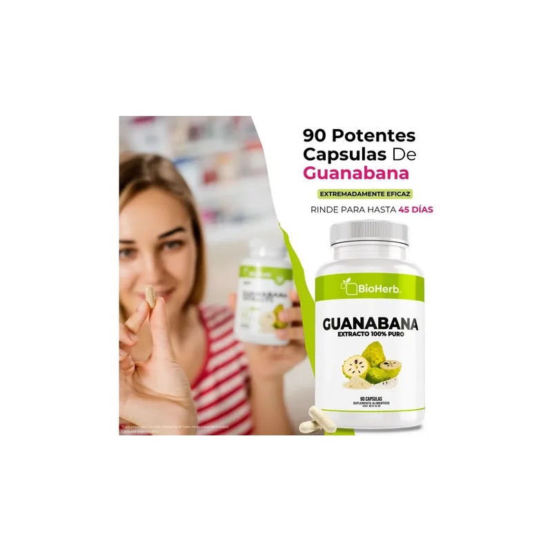 Guanábana Extracto 100% Con 90 Capsulas Para 45 Dias 90