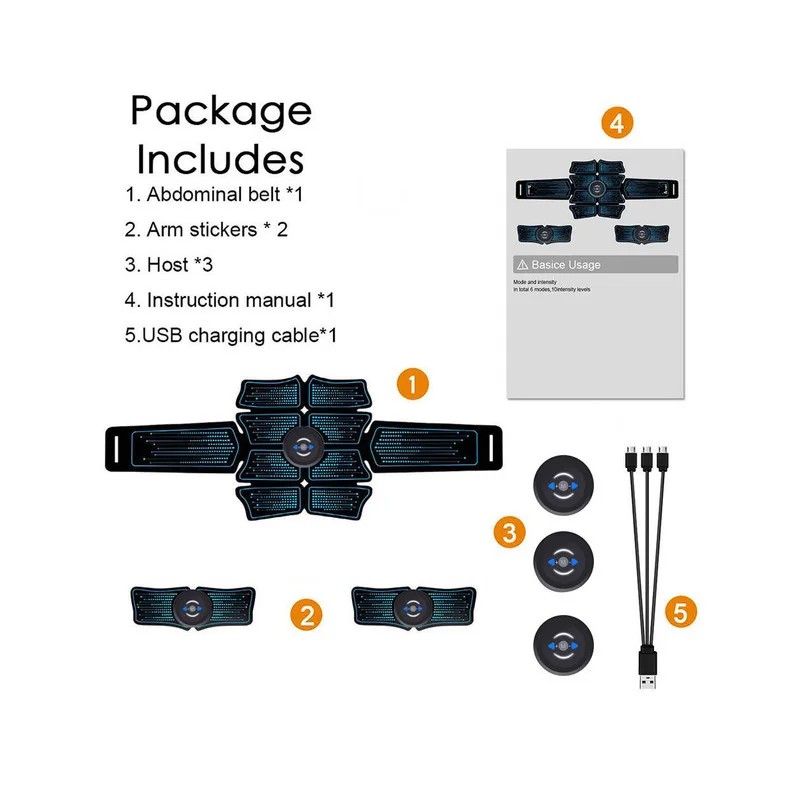 EMS Muscle Stimulator for Home Fitness – USB Rechargeable Ab