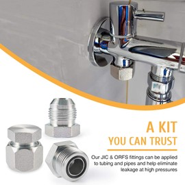 ZELCAN 128 PC JIC and ORFS Industrial Hydraulic Cap and Plug Hose Tube and Pipe Fitting Kit Cap and Plug Kit with Galvanized 45# Steel and Precision Threading in ORFS and 37° Dash Sizes 4 6 8 10 12 16