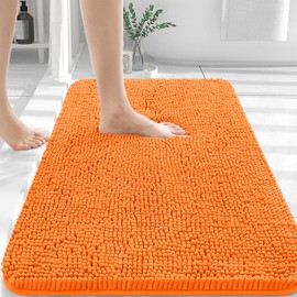 OLANLY Bathroom Rugs 36x24, Extra Soft Absorbent Chenille Bath Rugs, Rubber Backing Quick Dry, Machine Washable Bath Mats for Bathroom Floor, Tub and Shower, Home Decor Accessories, Orange