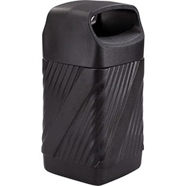 Safco Products 9371BL Twist Outdoor-Indoor Covered Top Plastic Trash Can, Waste Recepticle, 32-Gallon Capacity, Touch-Free Disposal, Weather Resistant, Ideal for Busy Environments - Black
