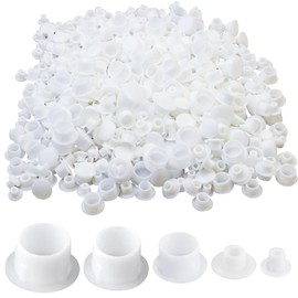 LHOEST Pack of 500 Cover Caps for Drill Holes, Cover Caps for Screws Made of Plastic, Screw Cover, White, Drill Hole Cover Caps (5 mm/6 mm/8 mm/10 mm/12 mm) for Nail Holes