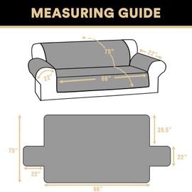 PrinceDeco Couch Cover for Dogs Washable Reversible Couch Covers for 3 Cushion Couch Sofa Pet Friendly Water Resistant Furniture Protector with Elastic Straps(Sofa 66", Ivory)