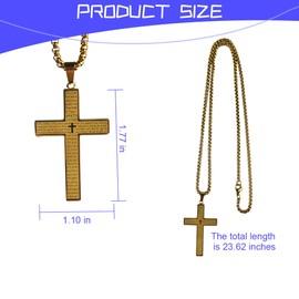 Zpana Cross Pendant for Car Rearview Mirror, Stainless Steel Vehicle Rear View Mirror Hanging Charm, Automotive Interior Ornament Decoration Accessories, Universal for SUV Sedan Truck (Gold)