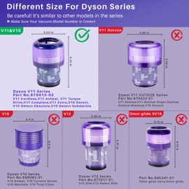 Fanulter 4 Pack V11 Vacuum Filters Replacement for Dyson-V11 Animal V11 Torque Drive V11 Extra V11 Complete V15 Detect V15s Detect Submarine Cordless Vacuum Cleaners, Replace Part # 970013-02