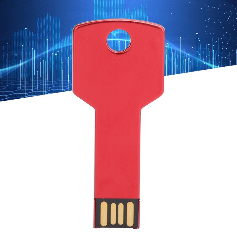 Red USB Flash Drive Aluminum Alloy Key Shape Memory U