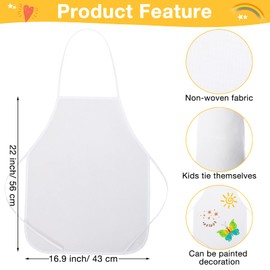 JaGely 60 Pcs Kids Chef Hat and Apron Set Chef Aprons and White Hats Non Woven Fabric Costume for Girls and Boys Cooking(Cute)