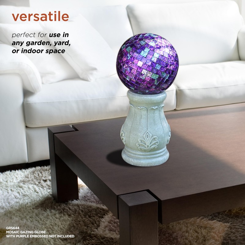 Alpine Corporation 12" Tall Indoor/Outdoor Roman Column Gazing Globe Display