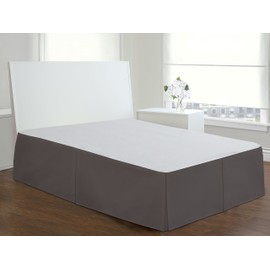 Lux Hotel Tailored Bed Skirt Classic 14" Drop Length Pleated Styling, Full, Grey