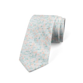Lunarable Men's Tie, Rhombus Squares Tile, Necktie, 3.7", Mint Green Peach
