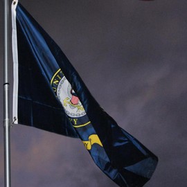 Embroidered Navy Emblem Flag Double Sided 3x5 Outdoor- 300D Heavy Duty Nylon- Military 3x5 Navy Outdoor Banner Flag- Brass Grommets & 4 Rows Stitched