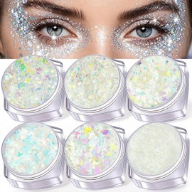 Gel de Purpurina para Cuerpo y Rostro,Maquillaje en Gel con Purpurina,Set de Brillo Lentejuela con Efecto Sirena para Maquillaje de Labios para Cabello,Ojos,para Decoración Corporal (6PCS)
