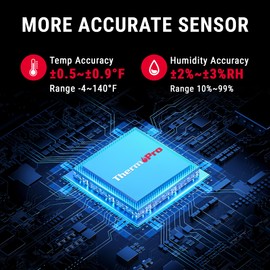 ThermoPro Bluetooth Thermometer Hygrometer, 260FT Range Temperature Sensor Greenhouse Thermometer, Remote App Control Temperature and Humidity Monitor with 2-Year Data Logging Export (TP351)