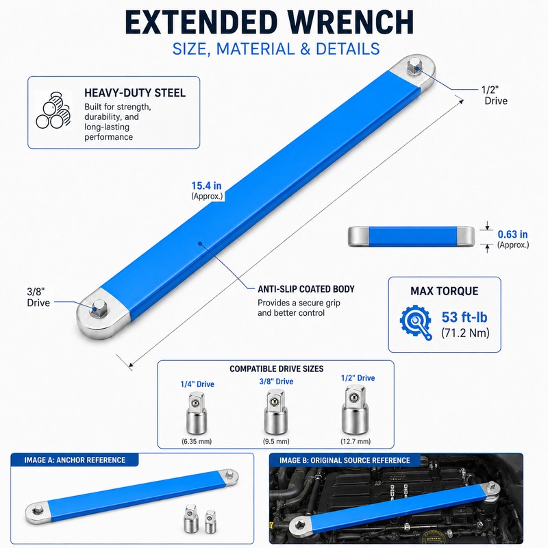 Zero Offset Extension Wrench for Tight Spaces – Steel Ratchet