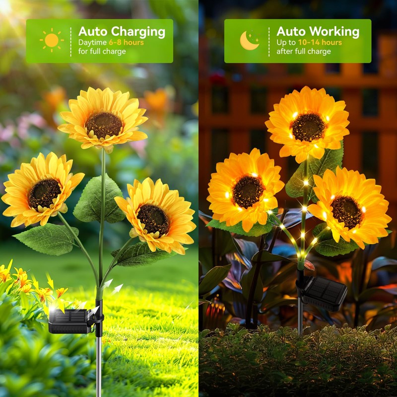 KOOPER Solar Lights Outdoor Decor - Upgraded 3 Pack Solar
