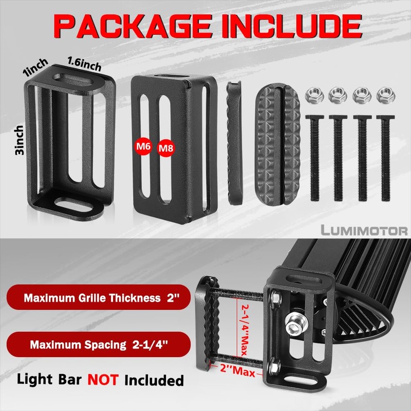 Lumimotor 6-30 Inch Single/Double Row LED Light Bar Front Hidden