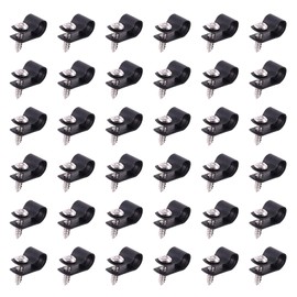 Swpeet 60 Pack Black 5/16 Inch Nylon Plastic R-Type Cable Clips Clamp Kit, Nylon Screw Mounting Cord Fastener Clips with 60 Pack Screws for Wire Management (5/16 Inch, Black)