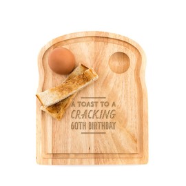 Engraved Egg and Toast Board for 60th Birthday - Funny 60th Birthday Gifts for Men Women - Engraved Wooden Breakfast Tray