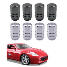 HSIXHAF 8 Stück Aluminium Reifenventilkappen Metall Auto Staubkappen für Autokappen mit Dichtung Autoreifen Universal Reifenventilkappen für Motorrad, LKW, Fahrrad, Elektroroller - schwarz, grau