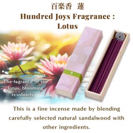 Hasegawa Hyakurakuko Premium Japanese Sandalwood Incense - Long Type, 40 Sticks with Aluminum Holder, 20-30 Min Burn Time, Made in Japan 線香 百楽香 (Lotus)