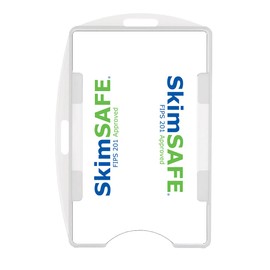 RFID Blocking ID Badge Holder (Holds 2 Cards) - SkimSAFE FIPS 201 Approved - Dual Sided Shield Blocks 13.56MHz Radio Signal - Specialist ID (Frosted Clear)