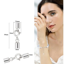 Spring Clasp 925 Sterling Silver Lobster Clasp Spring Rings Clasps with Cord End for 2 mm Bracelets Chains Jewellery Clasp Lobster Clasp Chain Clasp