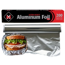 Heavy Duty Aluminum Foil Roll with Easy Tear Dispenser - 200 FT x 12 Inch Wide Tin Foil for Food Wrapping, BBQ, Grilling & Roasting - Non-Stick Foil Aluminum Roll for Kitchen Use (Heavy Duty)