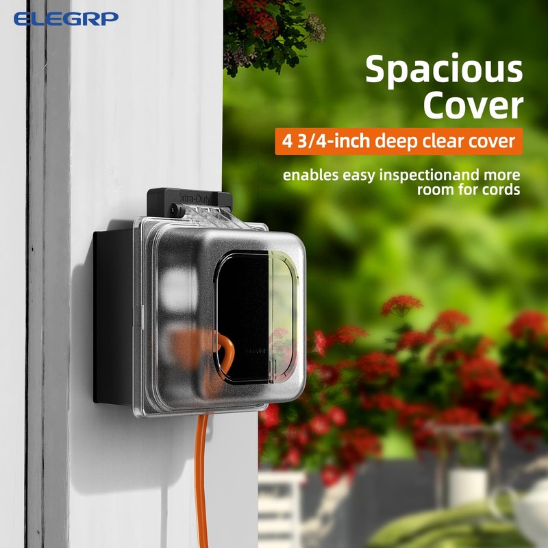 ELEGRP 2-Gang Weatherproof Outdoor Outlet Cover, Extra-Duty Clear In-Use Outlet