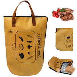 FJ Four Joys BBQ Blanket for Resting Meat, Meat Resting Blanket for Grilling Accessories, Reusable Insulated Meat Resting Bag with Wide Mouth for Large Brisket/Turkey, for BBQ Lover