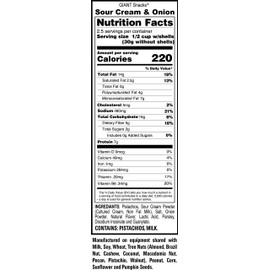 GIANTS Sour Cream and Onion Pistachios - 4.5 oz. Bags (8 Bags per Case)