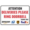 1PC Deliveries Please Ring Doorbell Sign, 12 x 8 Inches