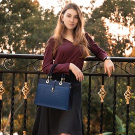 NICOLE & DORIS Women's Handbag Fashion Handbag Women Shoulder Bag PU Leather Shoulder Bag Designer Bag Top Handle Elegant Tote Bag for Office Shopper, darkblue