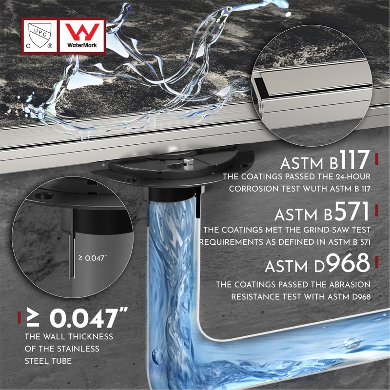 WEBANG 24 Inch Linear Shower Drain Rectangular Floor Drain with