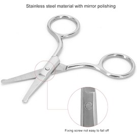 Yinhing Tijeras para Bigote, Tijeras para Pelo de Nariz de Acero Inoxidable, Tijeras de Pelo de Nariz, Tijeras de Punta Redondeada para Cejas, Nariz, Bigote, Barba (MJ-WB090)