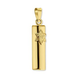 ITI NYC Genuine Sterling Silver (925) Mezuzah Pendant (33 x 7 MM) (18K Yellow Gold Finish Over Sterling Silver) Yellow Gold Silver