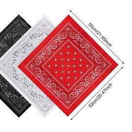 Pistha 3 Pack Bandanas for Women Men Cowboy Bandana Handkerchief Headband Face Mask Bulk for Party Costume (3, Red)