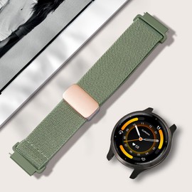 Oanux 22mm Magnetic Stretchy Nylon Band Compatible with Garmin Vivoactive 4/Venu 3/Venu 3, Solo Loop Elastic Sport Strap Wristband Replacement for Forerunner 265/255/255 Music Women Men