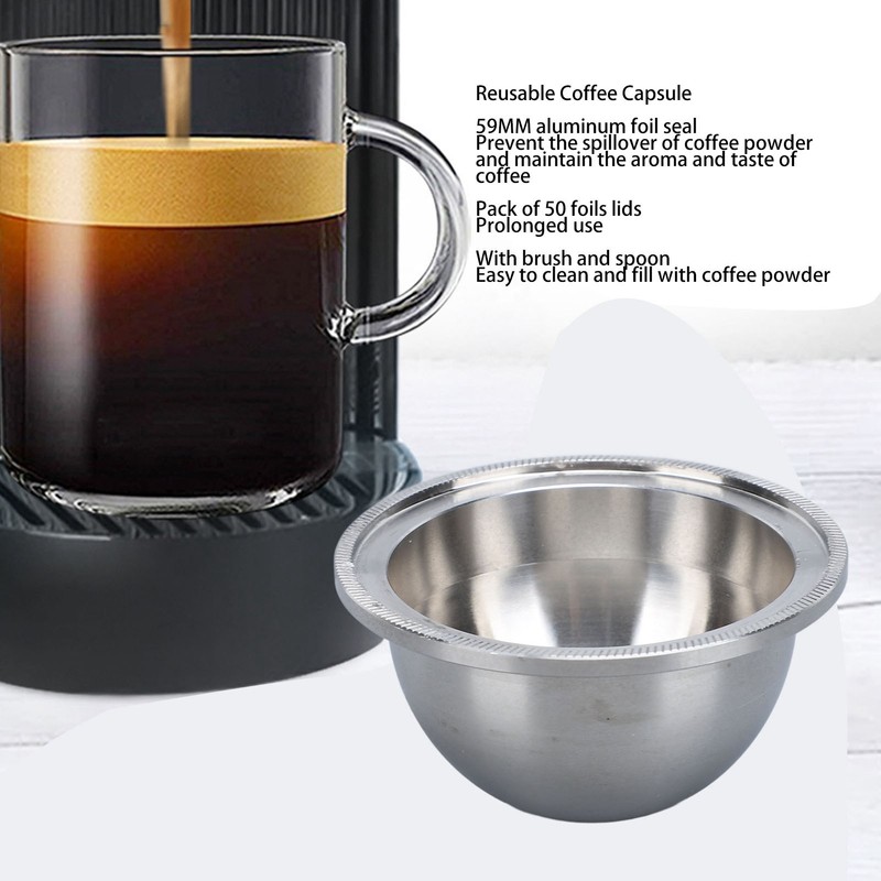 Reusable Coffee Capsules Stainless Steel Coffee Pods with 50pcs 59mm