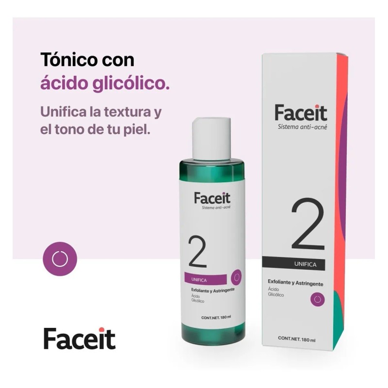 Acido Glicolico Tonico Facial Tratamiento Acne Unificante Faceit 180ml Aclarante