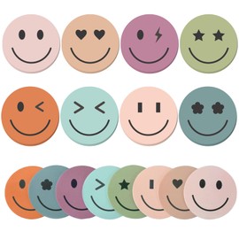 JarThenaAMCS 24 Packs Smile Face Sticky Notes Boho Happy Face Memo Pads Colorful Reminder Notes for Back to School Annotating Office Classroom Study, 480 Sheets