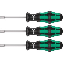 Wera 395 HO/3 Sanitary Hollow Shaft Nutspinner Set, 3pc, 05134275001, Black / Green
