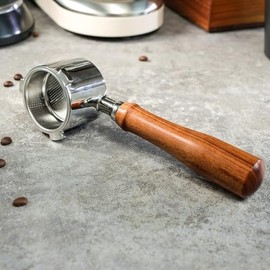 CAPFEI Bottomless Portafilter 51 mm Only Compatible with Delonghi La Specialista EC9335/9665/9155/9355 | Filter Basket 0.3 mm Pores | Wooden Handle