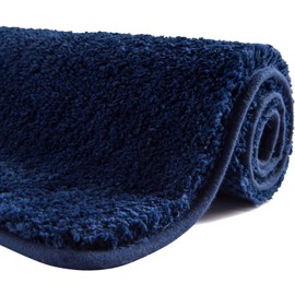 SFLXO 80cm x 50cm Non Slip Bath Mat Machine Washable Bath Mats For Bathroom Durable Soft Bath Rugs Water Absorbent Bathroom Mats Fluffy Microfiber Bath Rug Navy Blue