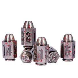 CRITALLIC Bullet Dice Set of 6 Pieces D6 Dices,Metal DND Dice RPG 6 Sized Dice for Warhammer 40k, Polyhedral D&D Dice for Dungeons and Dragons Role Playing Games/DND Accessories Gifts(Bloodstained)