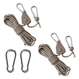 2-Pack 4M Heavy Duty Adjustable Ratchet Ropes - Grow Light Hangers with Metal Snap Hooks | Perfect for Grow Rooms & Outdoor Camping Gear | Includes 2 Bonus Replacement Hooks
