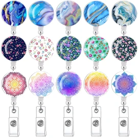 Daisy Marble Puppy 15 Pack Retractable Id Badge Clip Holder - Cute Badge Reels