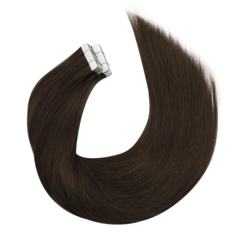Moresoo Brown Tape in Hair Extensions Human Hair Remy Dark
