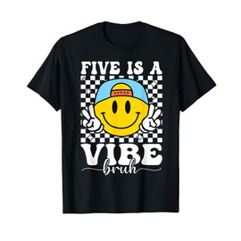 Five Is A Vibe 5th Birthday Groovy Boys Girls 5 Years Old T-Shirt